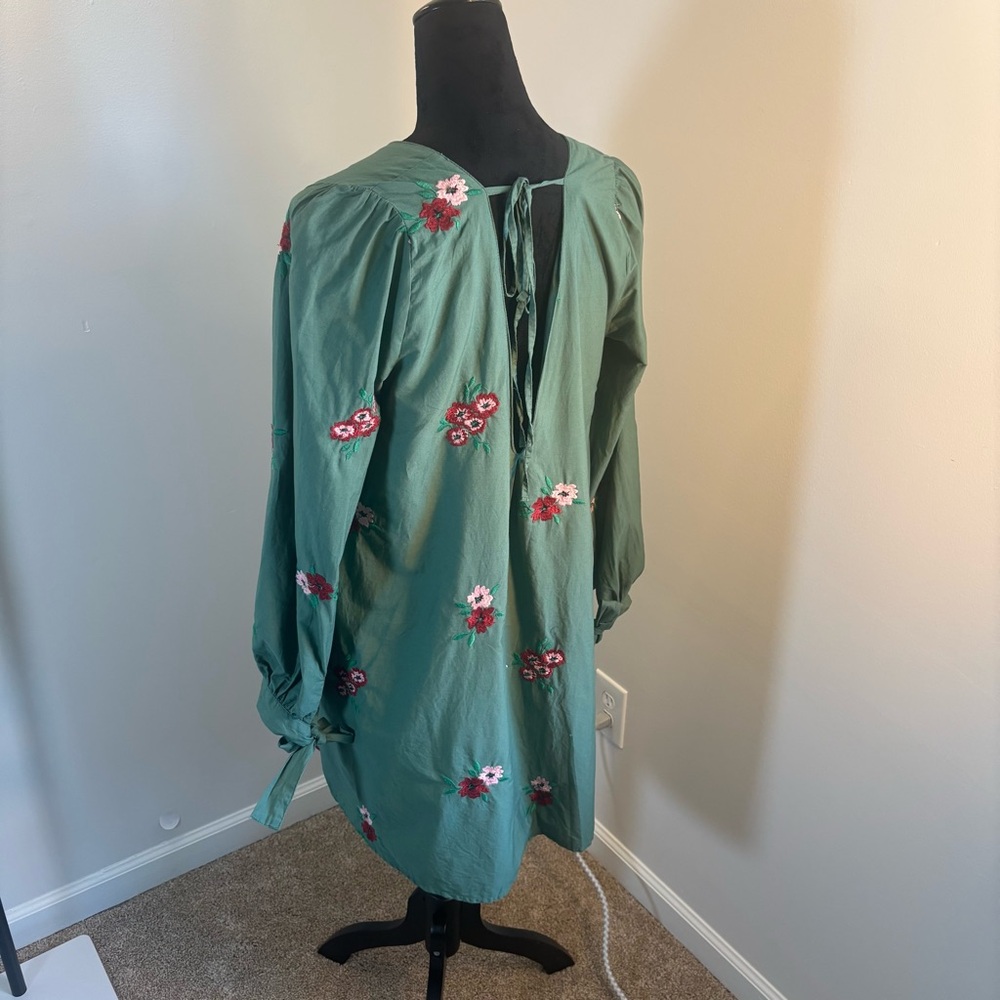 ASOS Green Dress with Pink Floral Detail - Picture 6 of 14